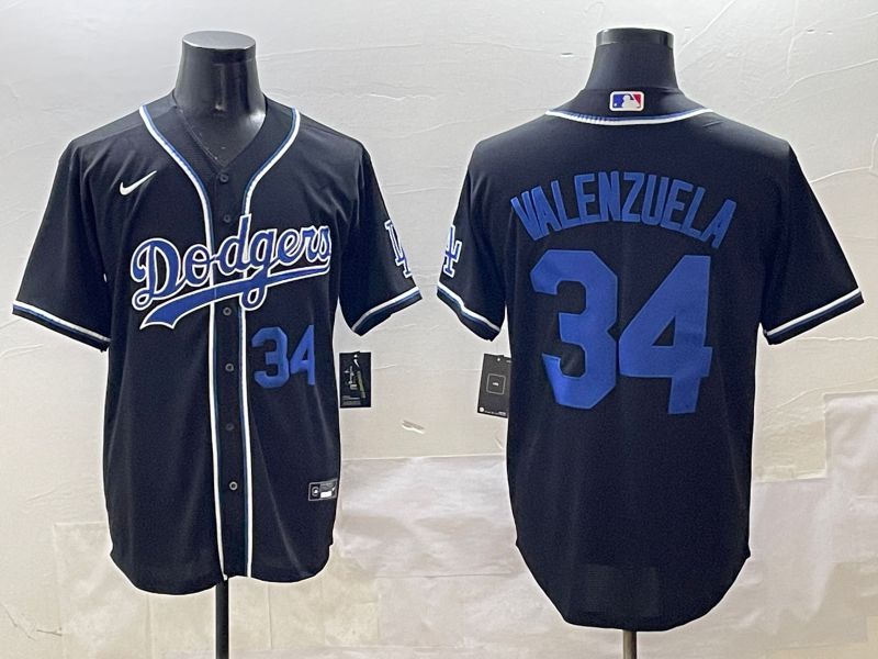 Men 2025 Los Angeles Dodgers 34 Valenzuela Black Three generations Fashion Nike MLB Jersey style 9